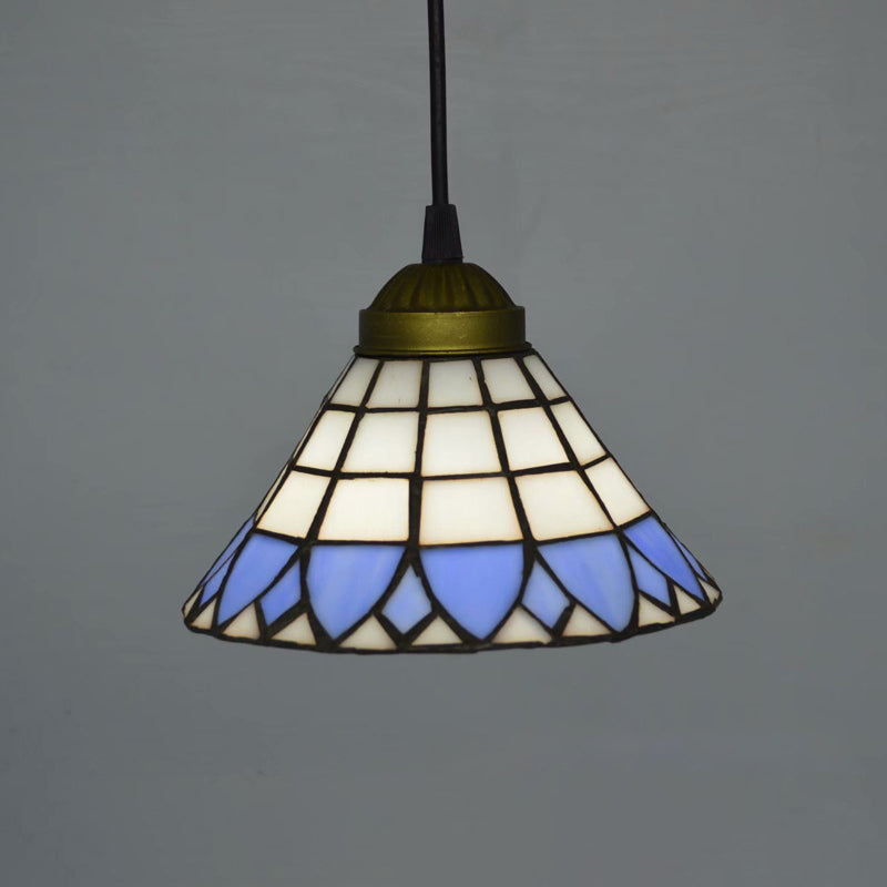 1 Light Pendant Lighting Mission Geometry Hand Cut Glass Hanging Light Fixture in Bronze