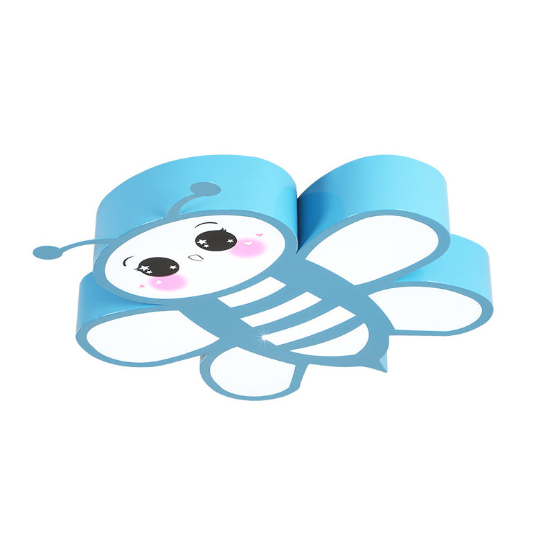 Cartoon Blue Flush Mount Light Bee Metal LED Plafond Licht voor Game Room Kindergarten