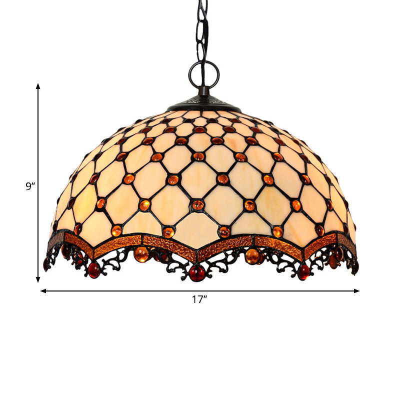 Sfaldato a sospensione Light Affermazione Light Tiffany Stated Glass 1 Lampada di sospensione di gioielli bianchi leggeri per sala da pranzo