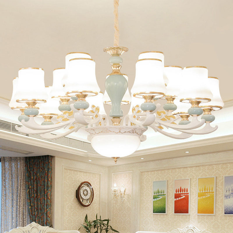 Cono Cono Cono Cono Camino Crema Camina de la sala de estar de vidrio Kit de luz en azul claro