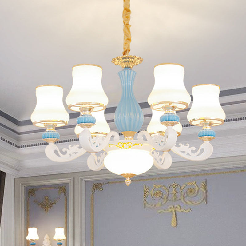 Candelera de vidrio blanco Candelier Contemporánea Blue Blue Lighting para sala de estar