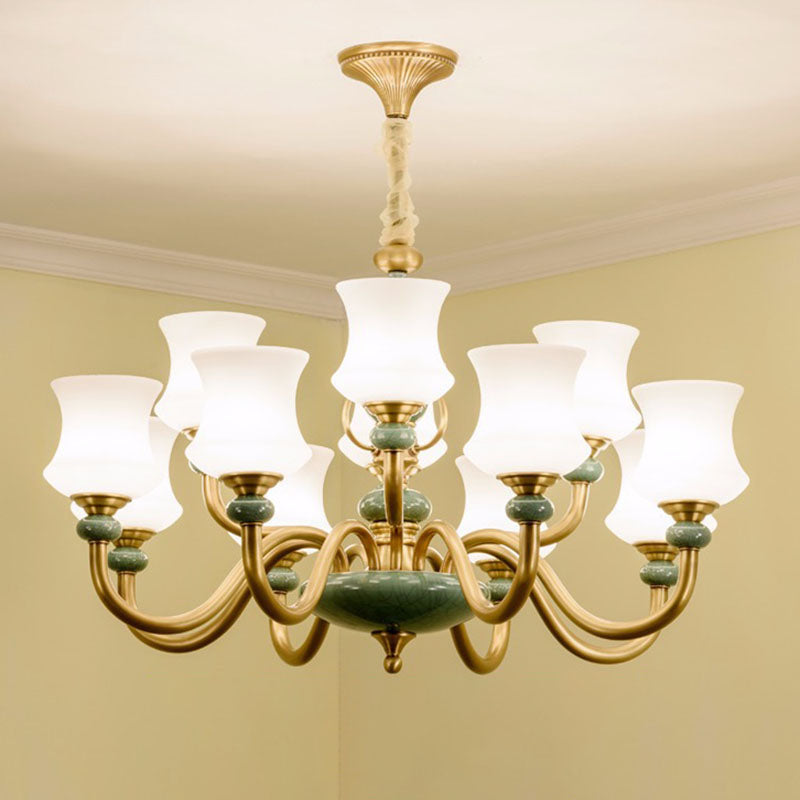 Lámpara colgante de sala de estar cónica vidrio esmerilado accesorio de iluminación de lámpara minimalista en verde