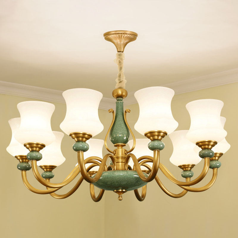 Lámpara colgante de sala de estar cónica vidrio esmerilado accesorio de iluminación de lámpara minimalista en verde