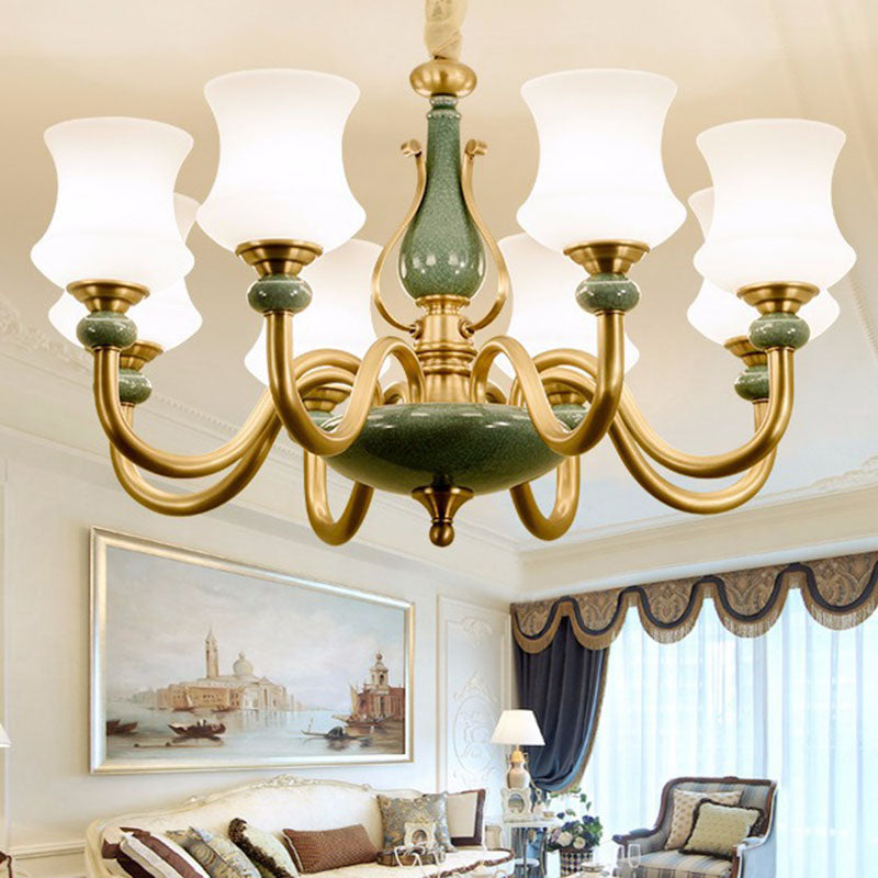 Lámpara colgante de sala de estar cónica vidrio esmerilado accesorio de iluminación de lámpara minimalista en verde