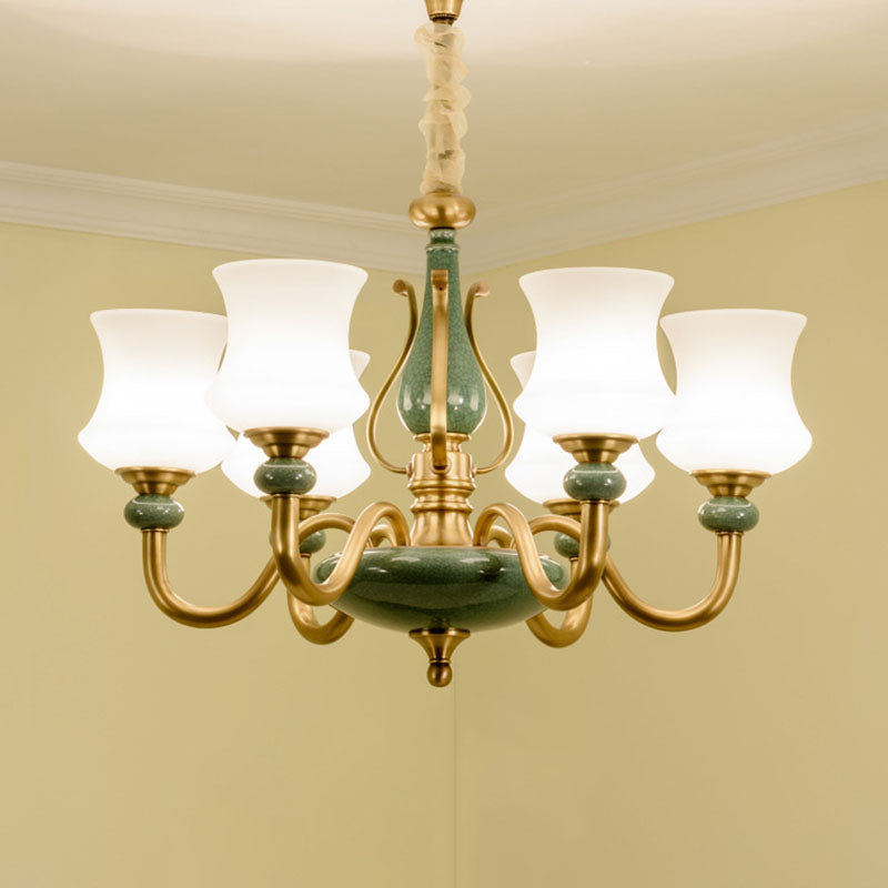 Lámpara colgante de sala de estar cónica vidrio esmerilado accesorio de iluminación de lámpara minimalista en verde