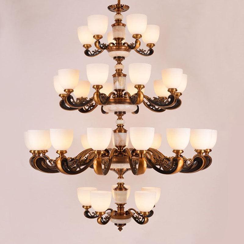 Kuppel Wohnzimmer Anhänger Kronleuchter weißes Glas Minimal hängende Deckenleuchte