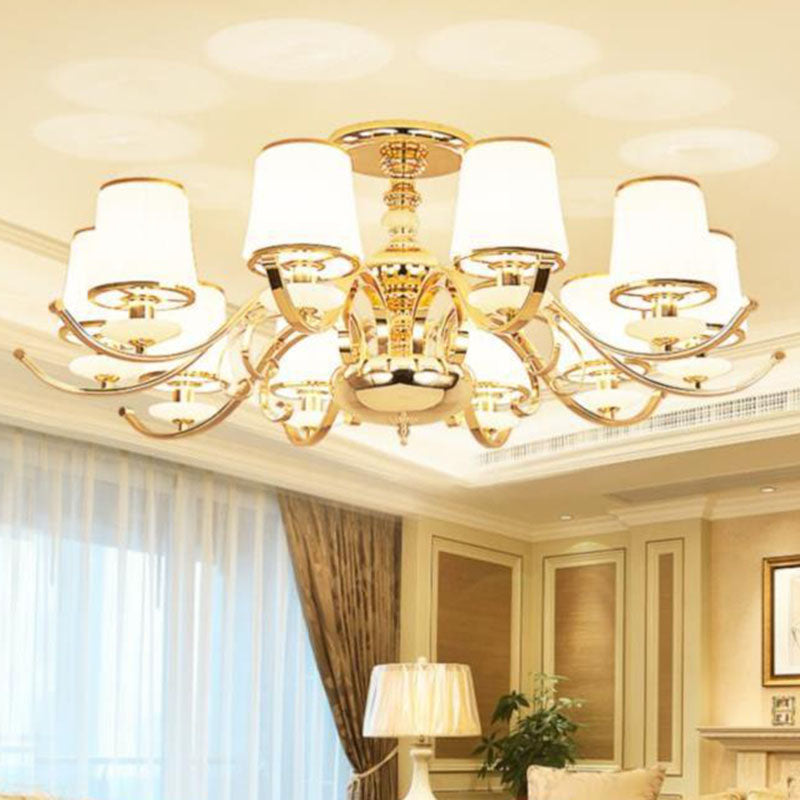 Lámpara de lámpara cónica Camiseta crema simple sala de estar colgante colgante en oro