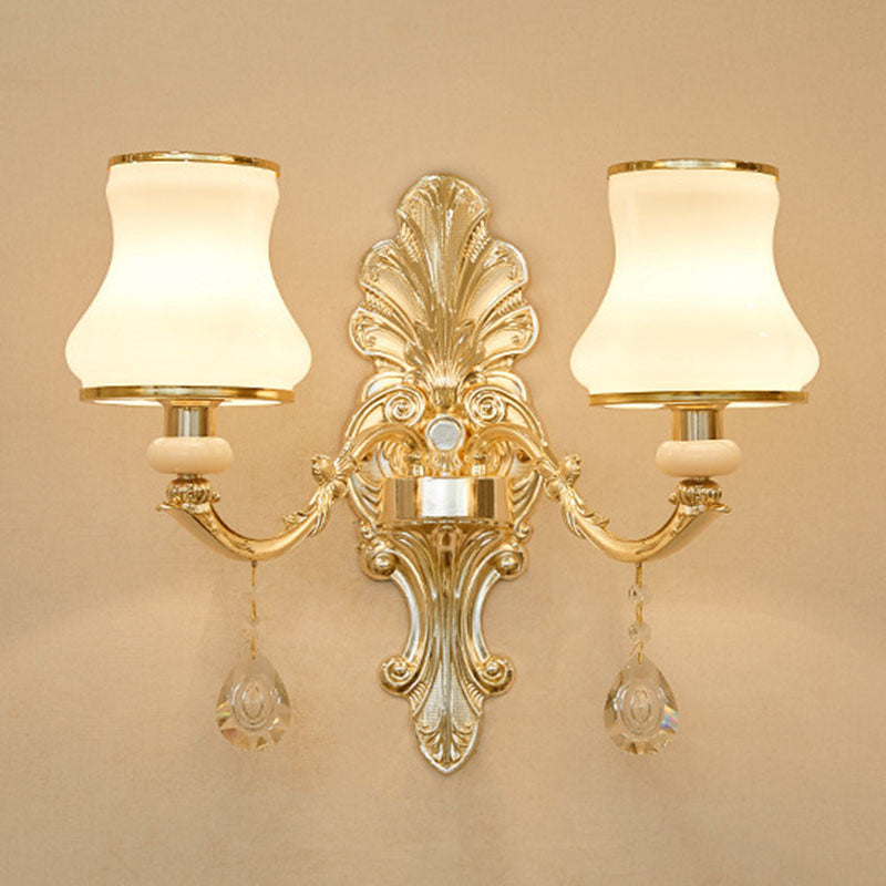 Lámpara de lámpara curva de vidrio opalino lámpara de suspensión de techo simple para sala de estar