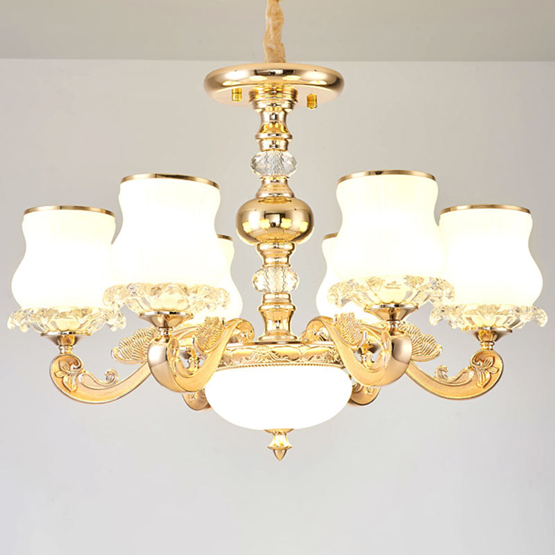 Calabaza Kit de luz colgante de vidrio modernidad Candelera de oro de oro para sala de estar