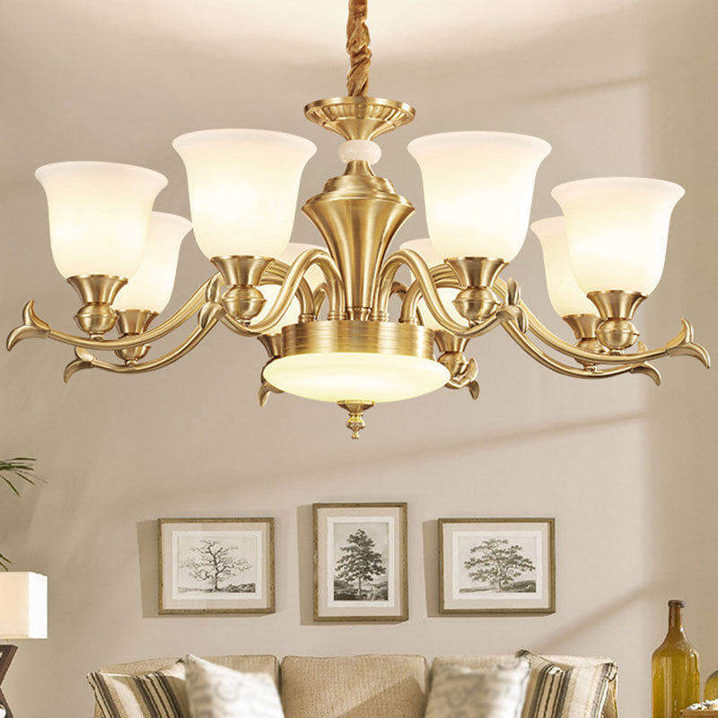 Gold Bell Lighting Modernidad Modernidad Opaline Glass Chandelier Lighting para sala de estar