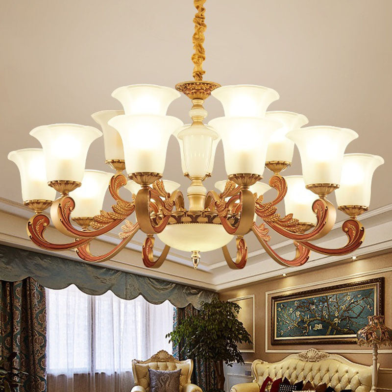 Morning Glory Glass Glass Chandelier Modernist Gold Pends Lighting Fexecture para dormitorio
