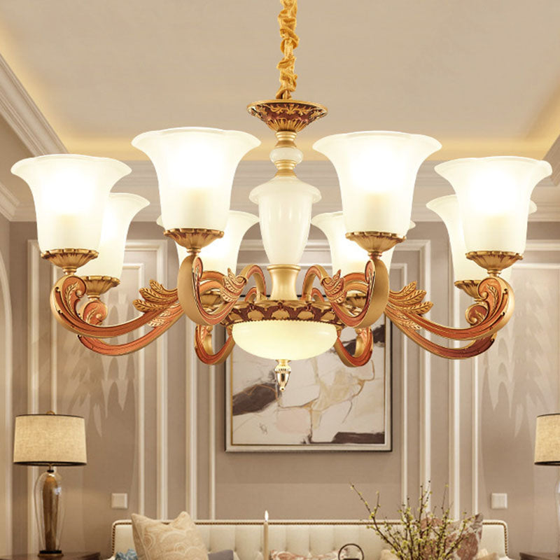 Morning Glory Glass Glass Chandelier Modernist Gold Pends Lighting Fexecture para dormitorio