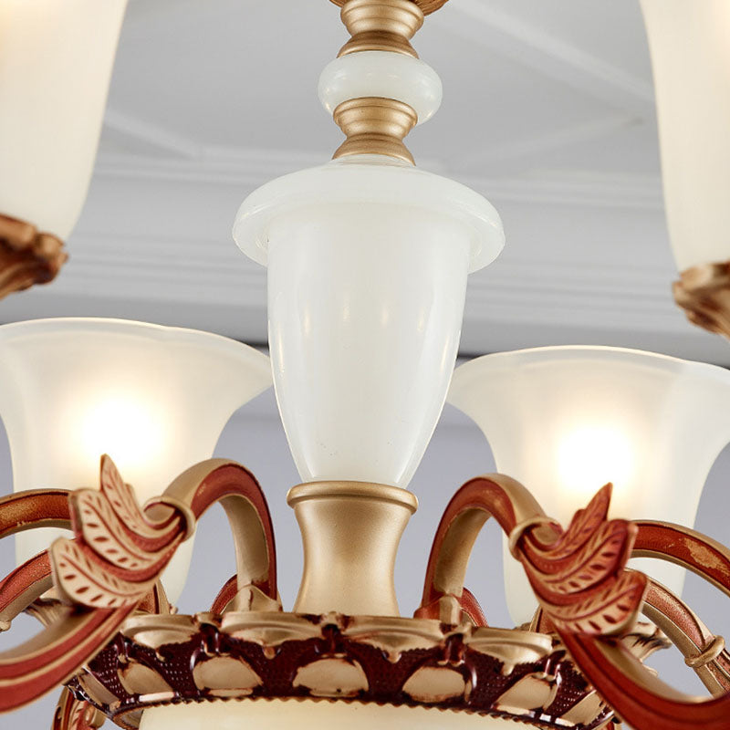 Morning Glory Glass Glass Chandelier Modernist Gold Pends Lighting Fexecture para dormitorio