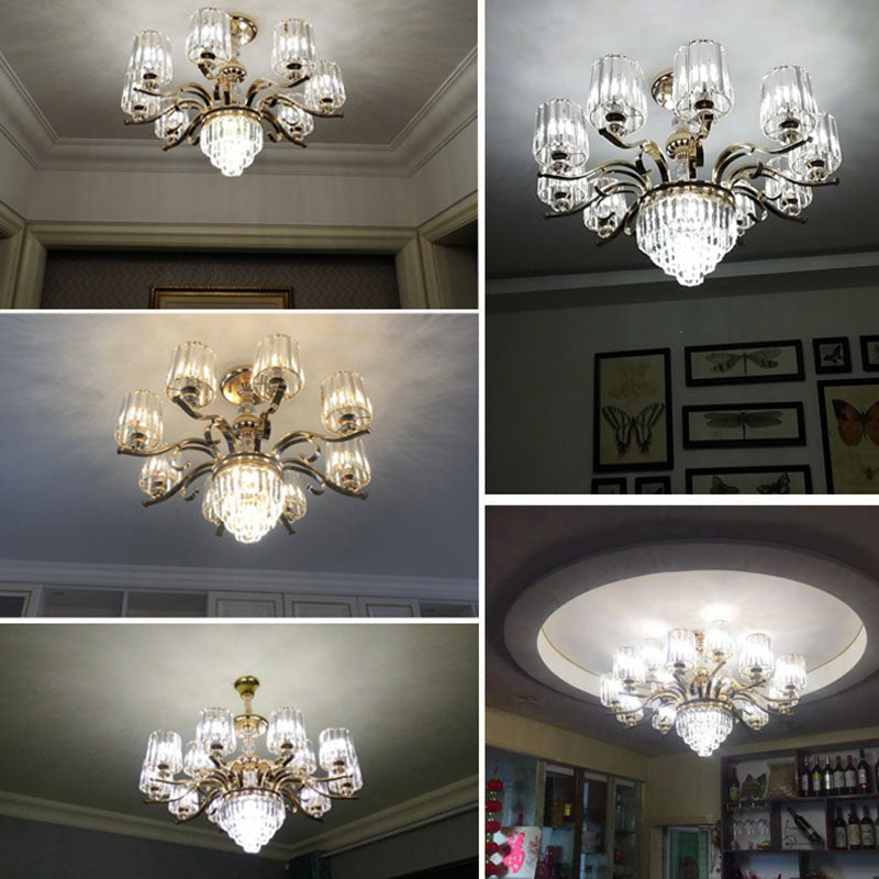 Lampada lampada a cilindri in cristallo trasparente Modernità Apparecchio di illuminazione a sospensione in oro