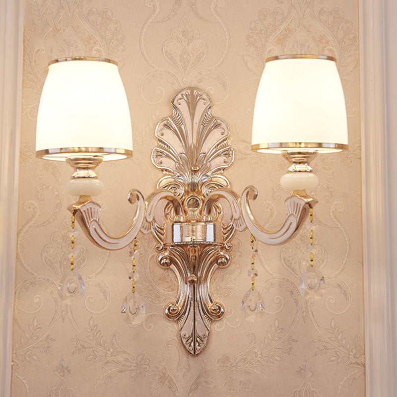 Lámpara de montaje de pared del brazo del brazo del oro del oro Simple Light Metallic Wall Light con acento de cristal