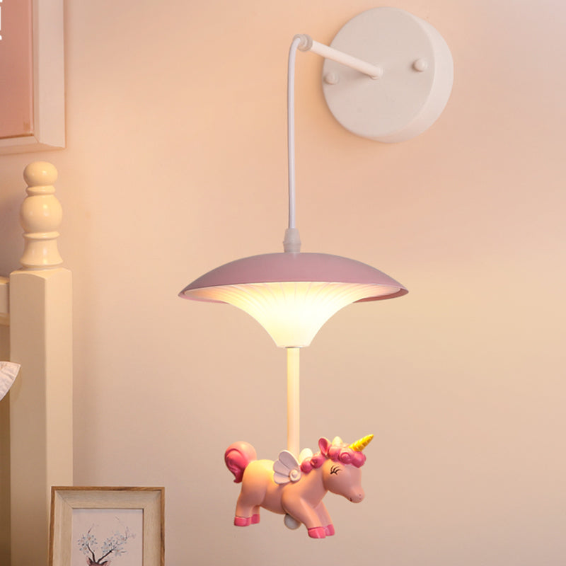 Mushroom Shade Wall Light Kid Kid LED acrilico Lampada montata a parete bianca con decorazione dei cartoni animati