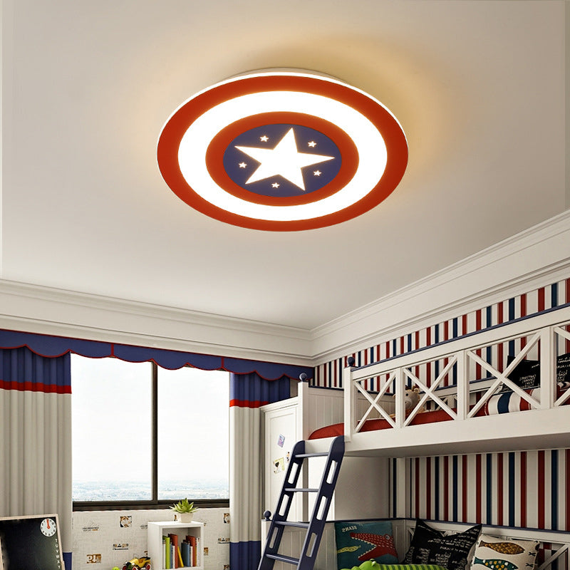 Metalen Captain Shield inbouwlamp Kid LED rood en blauw inbouwplafondlamp