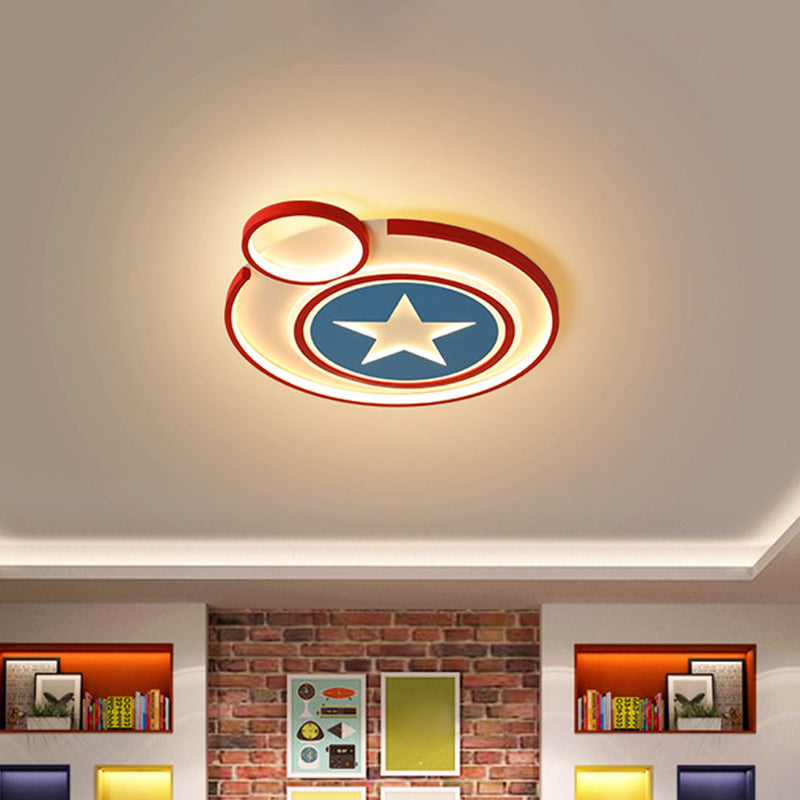 Plafonnier créatif à LED en métal pour chambre d'enfant Captain Shield, blanc