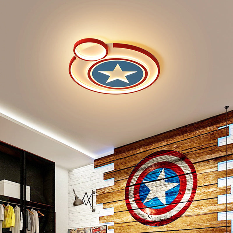 Plafonnier créatif à LED en métal pour chambre d'enfant Captain Shield, blanc