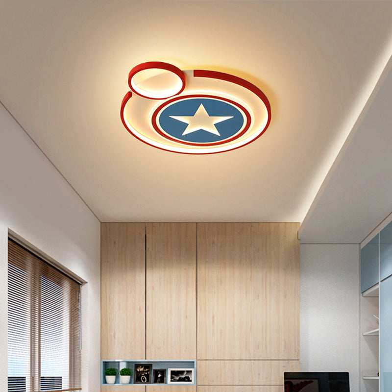 Plafonnier créatif à LED en métal pour chambre d'enfant Captain Shield, blanc