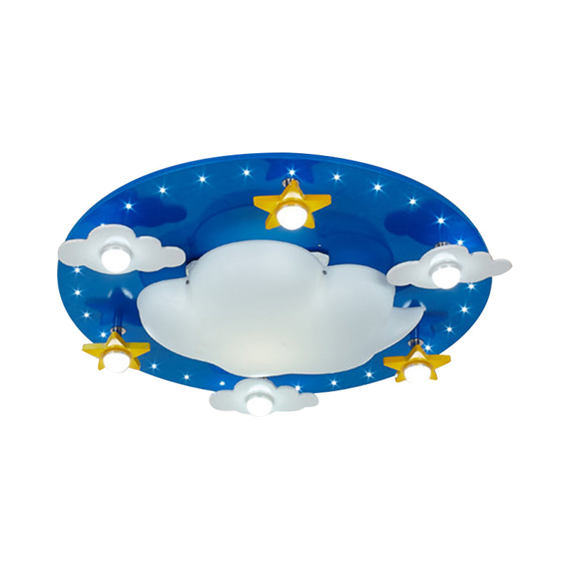 Kid Cloud Flush Ceiling Light Acrylic LED Nursery Flushmount Lighting in Blue for Bedroom