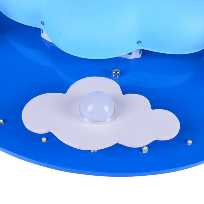 Kid Cloud Flush Ceiling Light Acrylic LED Nursery Flushmount Lighting in Blue for Bedroom