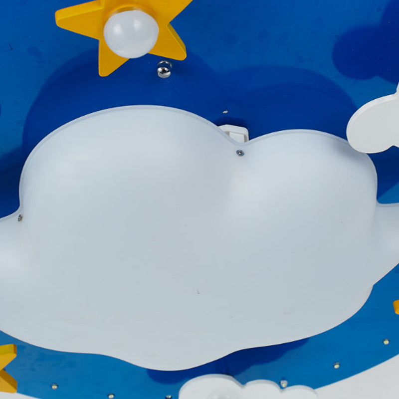 Kid Cloud Flush Ceiling Light Acrylic LED Nursery Flushmount Lighting in Blue for Bedroom