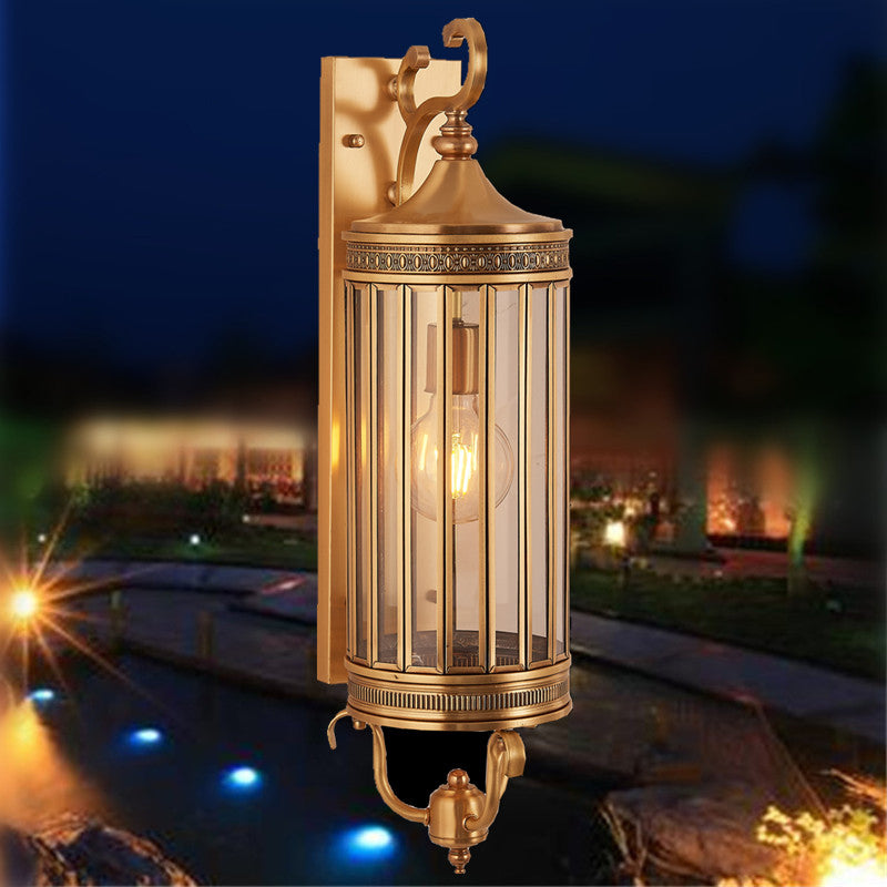 Traditionary Bird Cage Sconce Light Metal 1/3 Heads Wall Lamp Fixture in Gold for Balcony