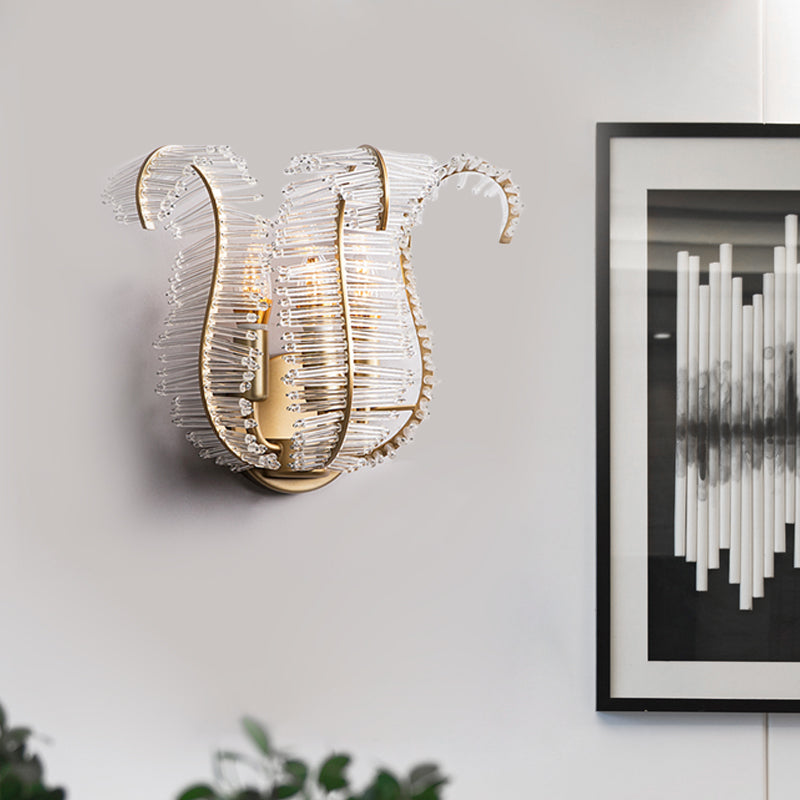 Banana Leaf Crystal Rod Wandlamp Vintage 1/3 Lichten Gang Schanslicht in goud