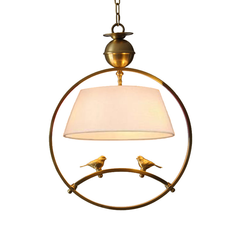 Tessuto a sospensione conica Luce tradizionale 1 soggiorno leggero Luce a soffitto appeso in bianco/nero/rosso