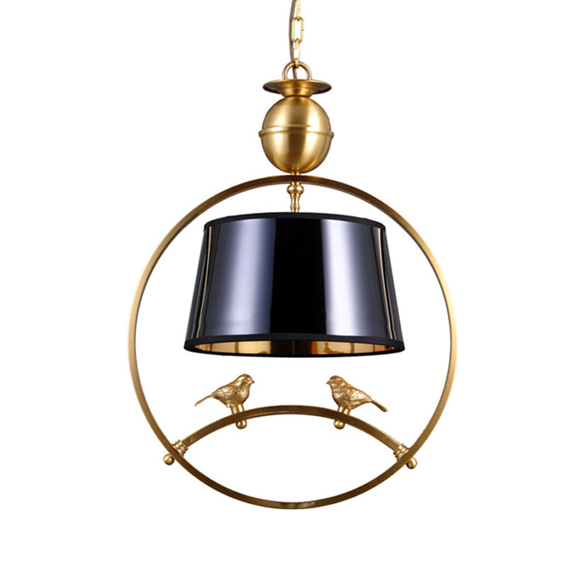 Tessuto a sospensione conica Luce tradizionale 1 soggiorno leggero Luce a soffitto appeso in bianco/nero/rosso