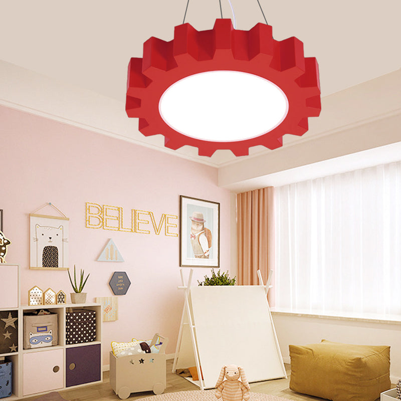 Creative Gear Pendant Light Acrylic Candy Colored LED Suspension Light for Kindergarten
