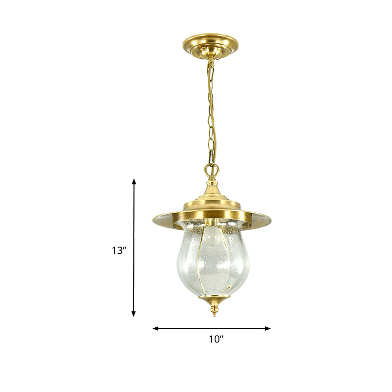 Seeded Glass Urn Pendant Light Colonization 1 Bulb Gold Suspended Lighting Fixture