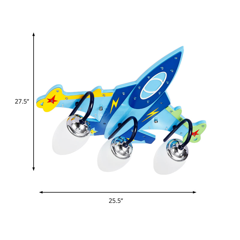 Wood Airplane Ceiling Mount Light 4 Heads Cool LED Ceiling Lamp for Nursing Room