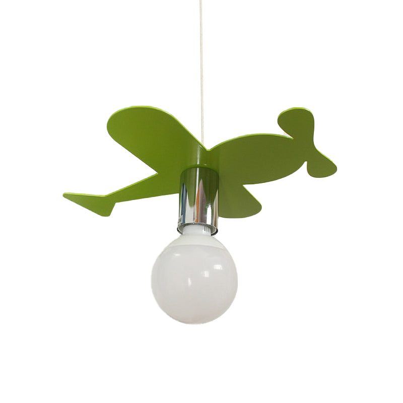 Kids Bright Colored Pendant Light Airplane 1 Light Metal LED Ceiling Lamp for Foyer