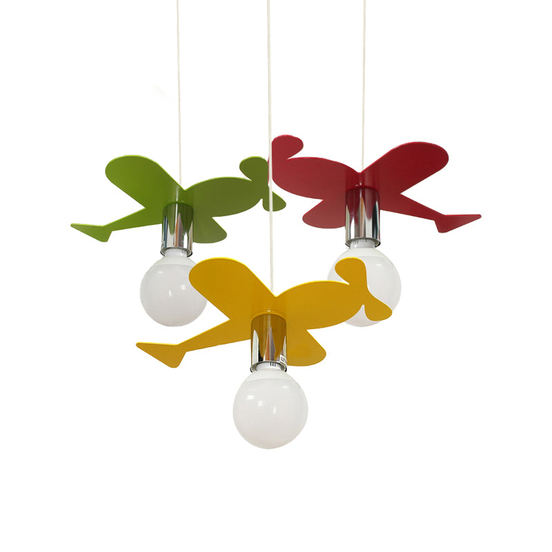Kids Bright Colored Pendant Light Airplane 1 Light Metal LED Ceiling Lamp for Foyer