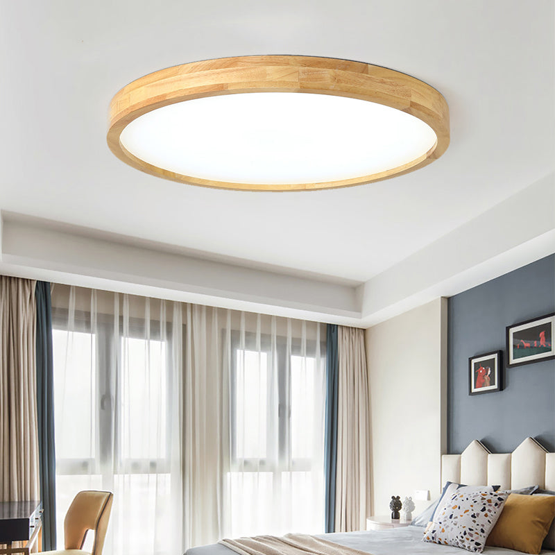 Geometrische Woonkamer Flush Fixture Houten Moderne Plafond Licht LED Flush Mount, Beige
