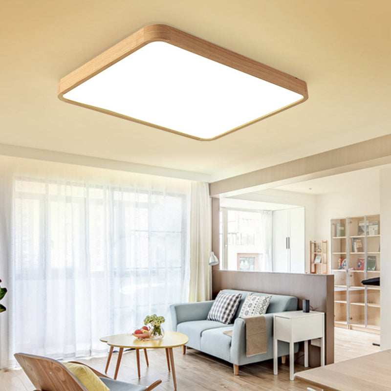 Geometrische Woonkamer Flush Fixture Houten Moderne Plafond Licht LED Flush Mount, Beige