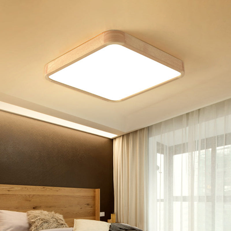 Geometrische Woonkamer Flush Fixture Houten Moderne Plafond Licht LED Flush Mount, Beige