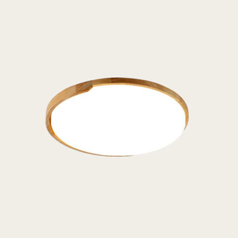 Rotondo LED Flush Light Simple Wood Living Room Flush Mount Lighting Fixture in Beige