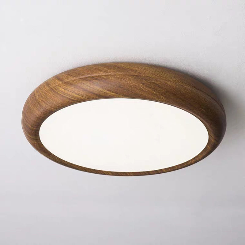 Contemporary Circular Flush Fixture Wooden Living Room LED Ceiling Light Flush Mount