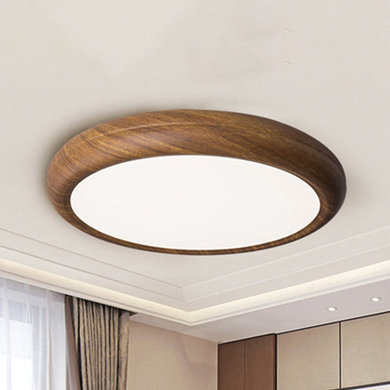 Contemporary Circular Flush Fixture Wooden Living Room LED Ceiling Light Flush Mount