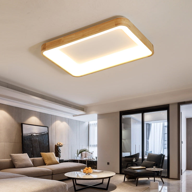 Geometrische LED Flush Licht Nordic Holz Wohnzimmer LED Unterputz Deckenleuchte Licht in Beige