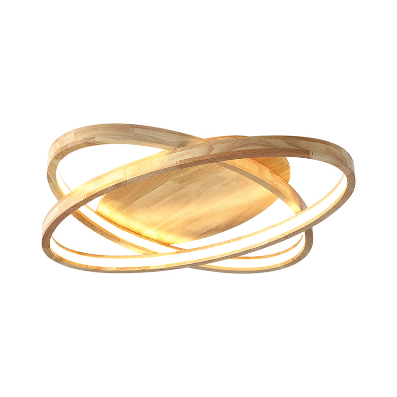 Plafonnier encastré LED Ellipse en bois beige contemporain pour salon