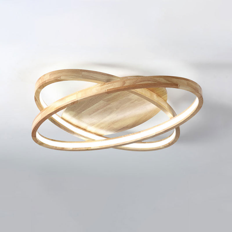 Plafonnier encastré LED Ellipse en bois beige contemporain pour salon