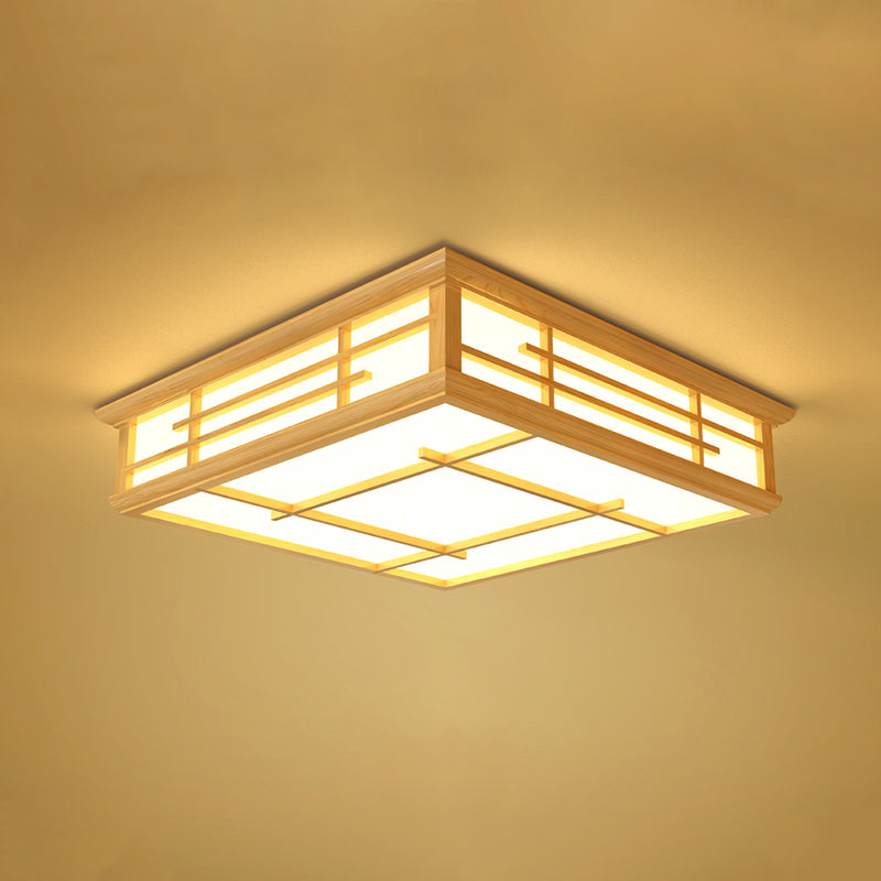 Japanische geometrische LED Flush Decke Licht Acryl Wohnzimmer Flush Montage Beleuchtung Armatur in Holz