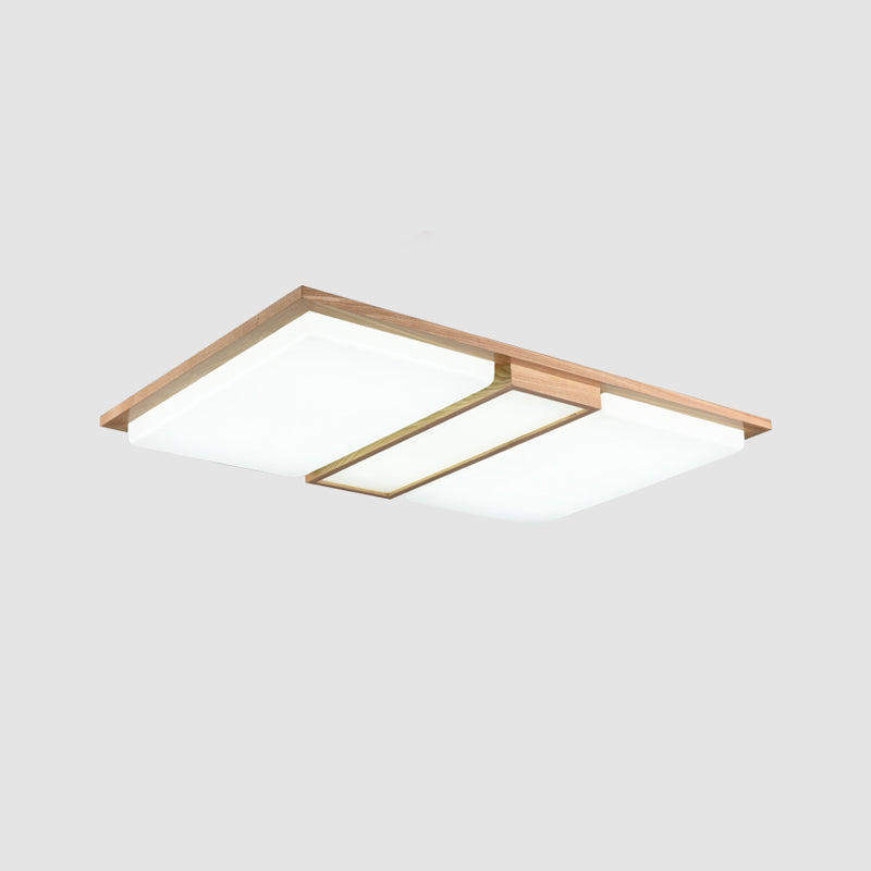 Plafoniera da incasso a LED per soggiorno in legno semplice con rettangoli di giunzione in beige