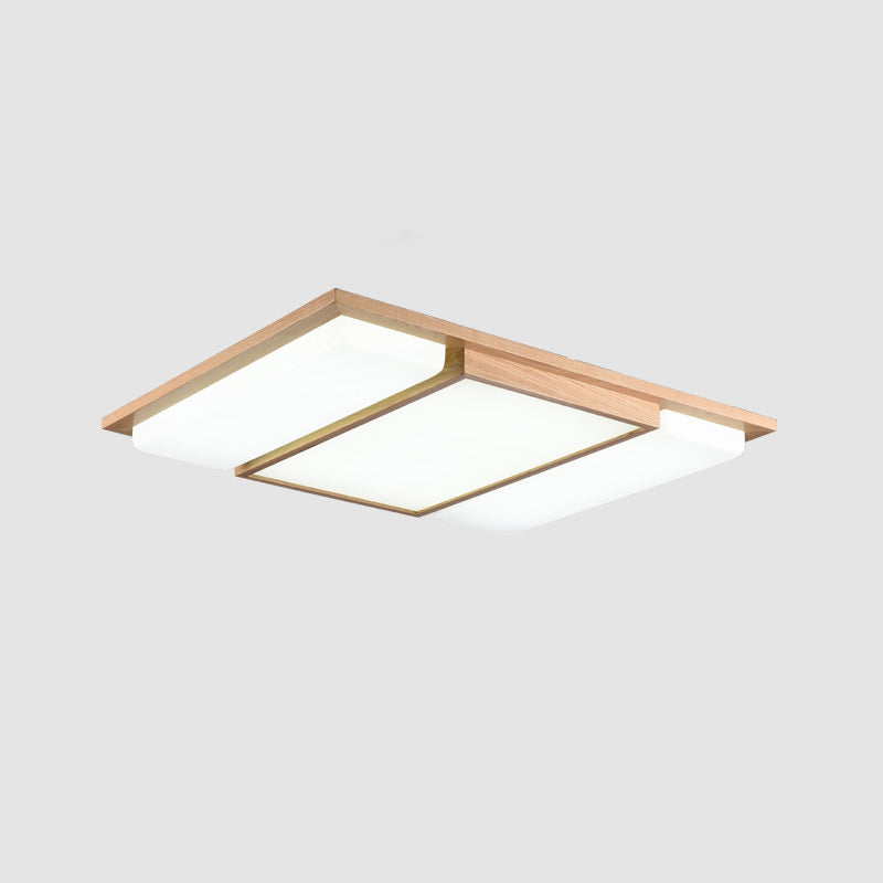 Plafoniera da incasso a LED per soggiorno in legno semplice con rettangoli di giunzione in beige