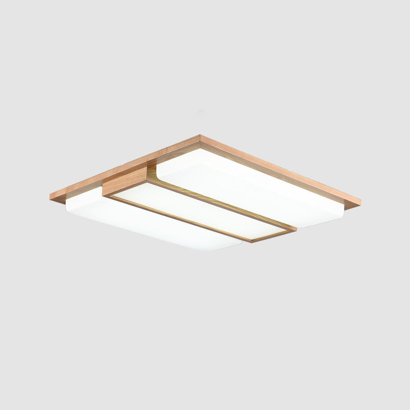 Plafoniera da incasso a LED per soggiorno in legno semplice con rettangoli di giunzione in beige
