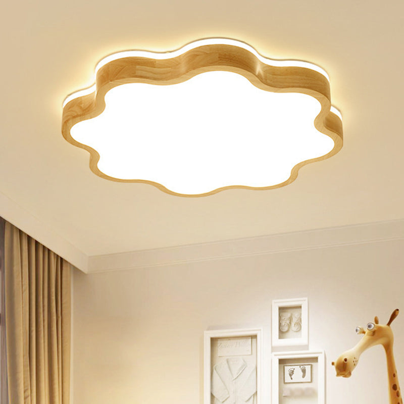 Flower Led Wooden Flush Mount Light Simple Beige LED Flushmount Illuminazione per Bedroom